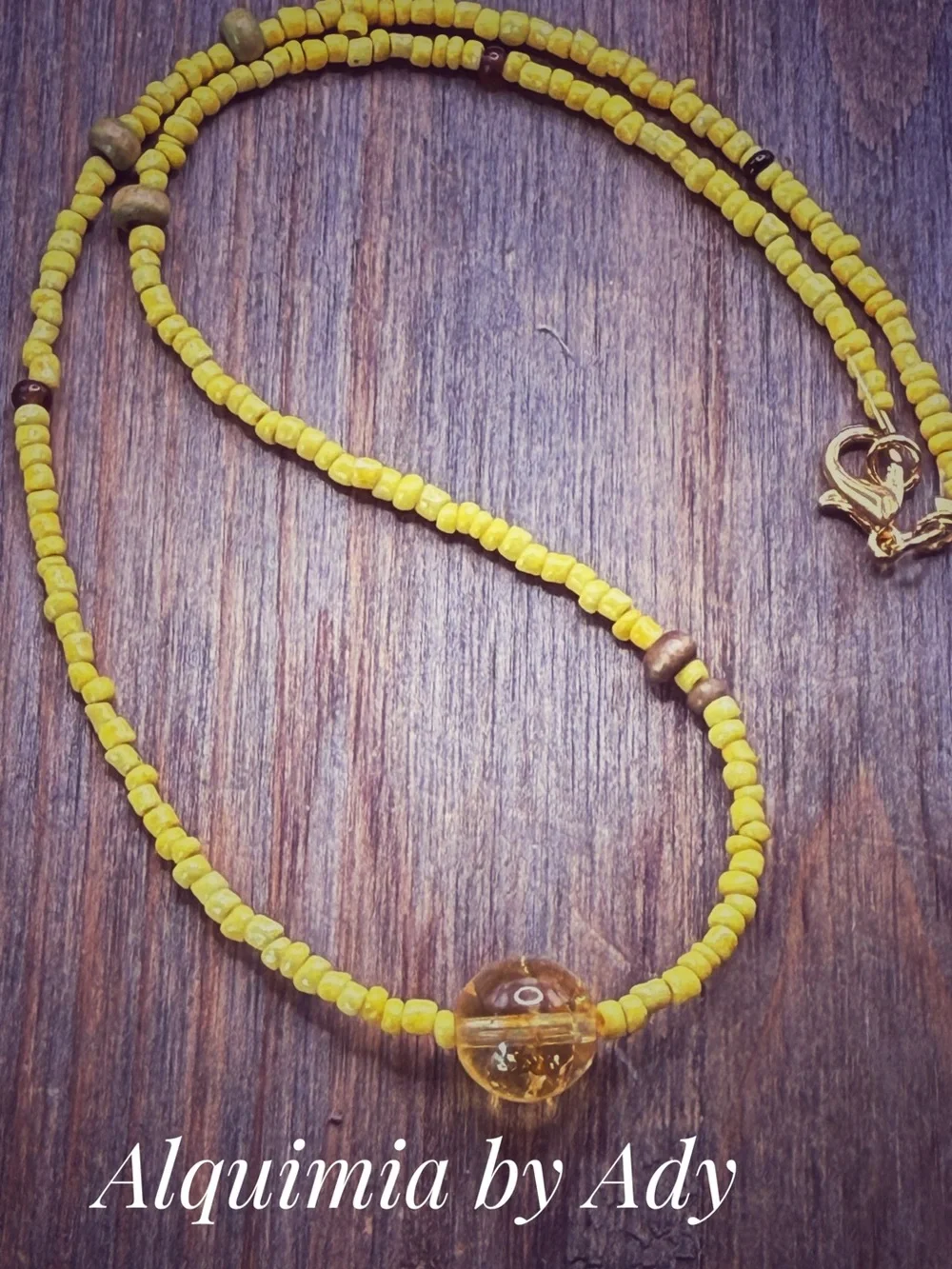 Yellow dainty beaded choker with Citrine Pendant